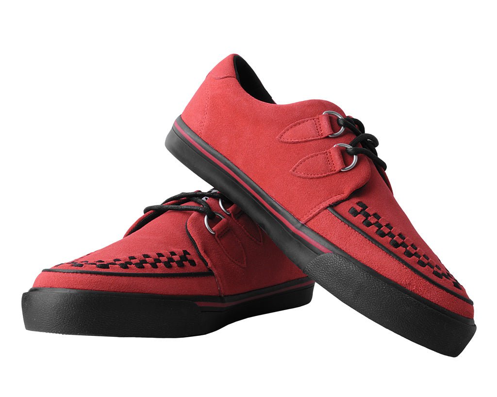T.U.K. Shoes A3045 Lucious Red Suede D-Ring Interlace Sneaker