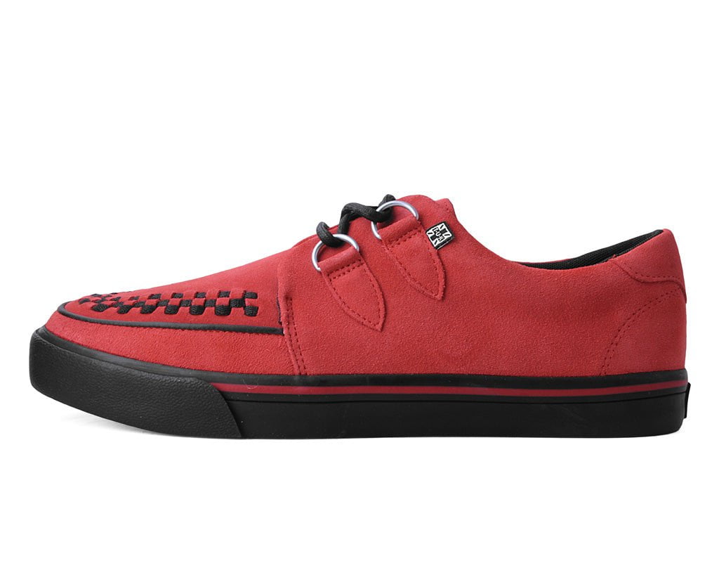 T.U.K. Shoes A3045 Lucious Red Suede D-Ring Interlace Sneaker