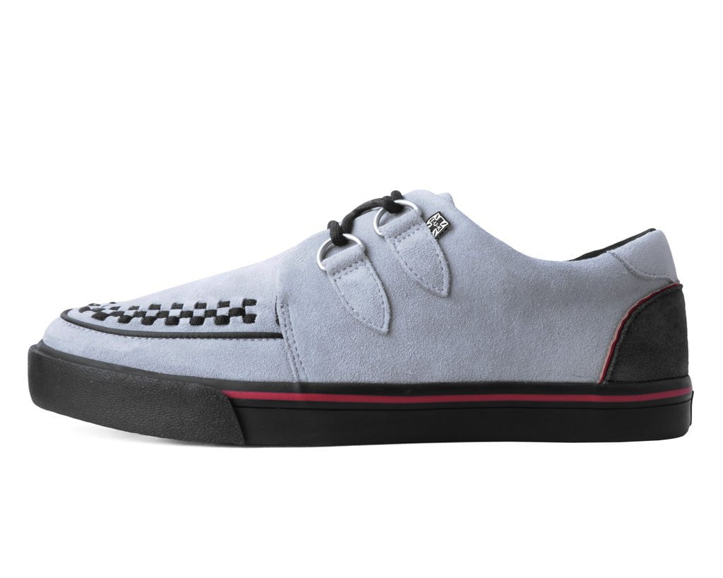 T.U.K. Shoes A3048 Grey Suede & Red Trim Interlace Sneaker