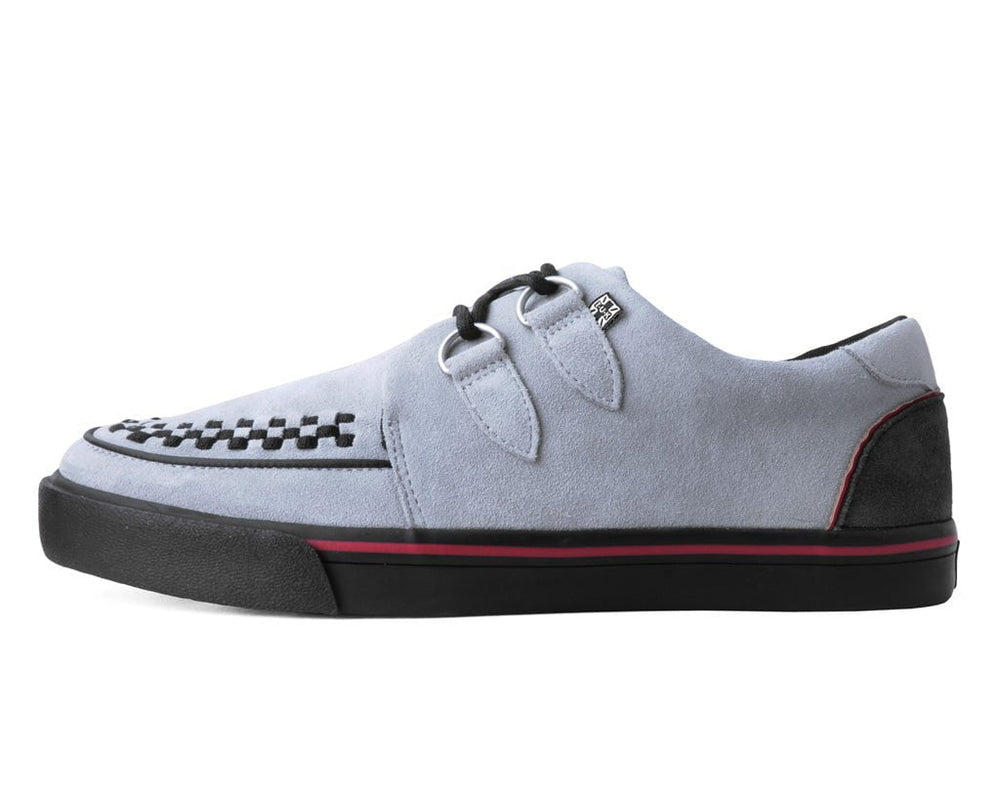 T.U.K. Shoes A3048 Grey Suede & Red Trim Interlace Sneaker