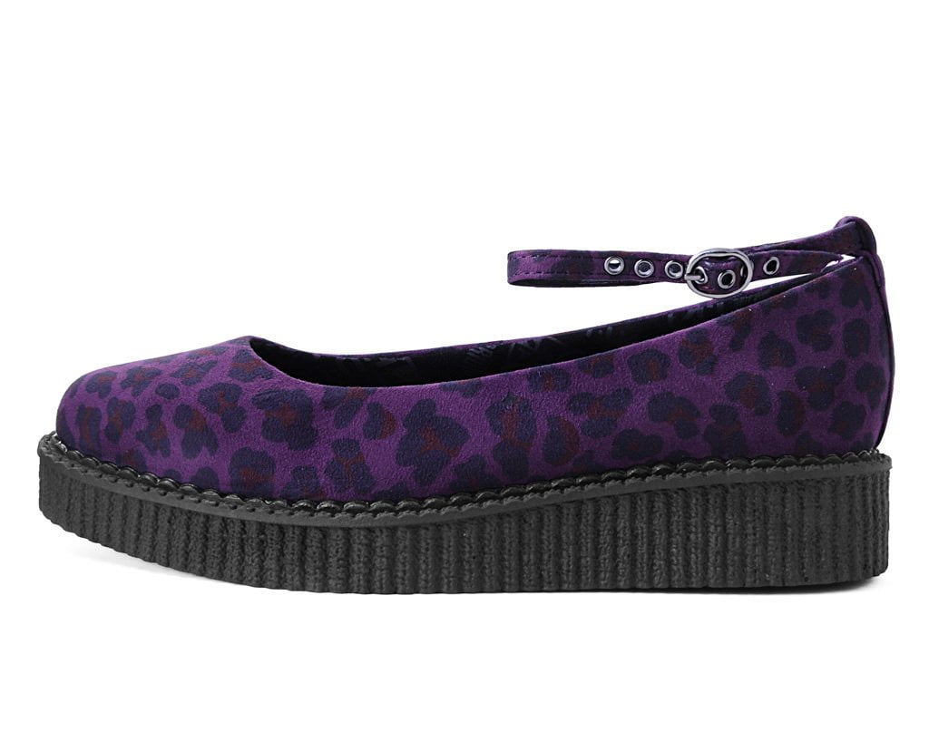 T.U.K. Shoes A9985L Purple Leopard Pointed Ballet Creeper