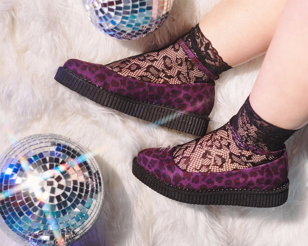 T.U.K. Shoes A9985L Purple Leopard Pointed Ballet Creeper