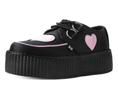 T.U.K. Shoes V3026 Black & Pink Heart TUKskin™ Viva Mondo Creeper