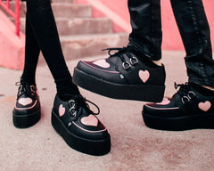T.U.K. Shoes V3026 Black & Pink Heart TUKskin™ Viva Mondo Creeper