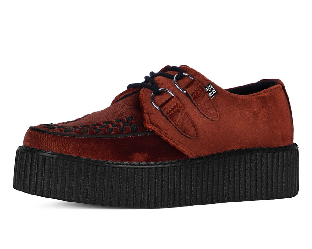 T.U.K. Shoes V3282 Burnt Orange Velvet Viva Mondo Creeper