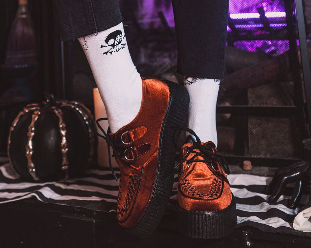 T.U.K. Shoes V3282 Burnt Orange Velvet Viva Mondo Creeper