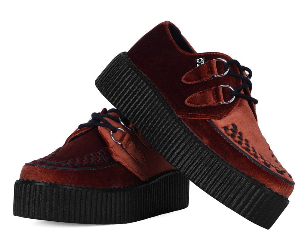 T.U.K. Shoes V3282 Burnt Orange Velvet Viva Mondo Creeper