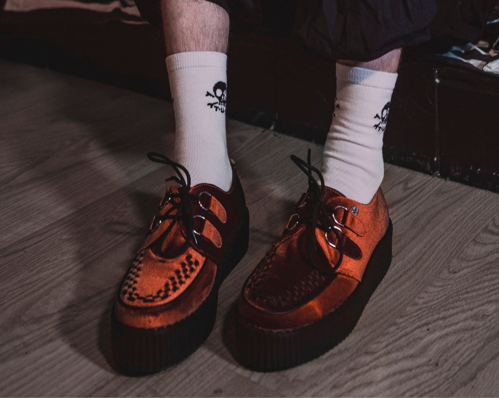 T.U.K. Shoes V3282 Burnt Orange Velvet Viva Mondo Creeper