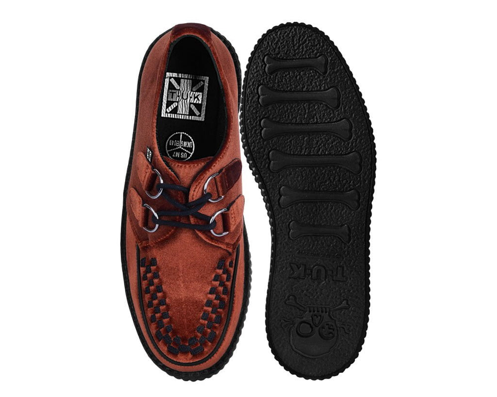 T.U.K. Shoes V3282 Burnt Orange Velvet Viva Mondo Creeper