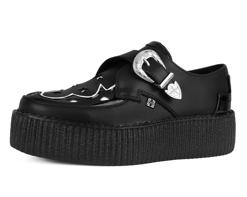 T.U.K. Shoes V3287 Black TUKskin Western Buckle Viva Mondo Creeper