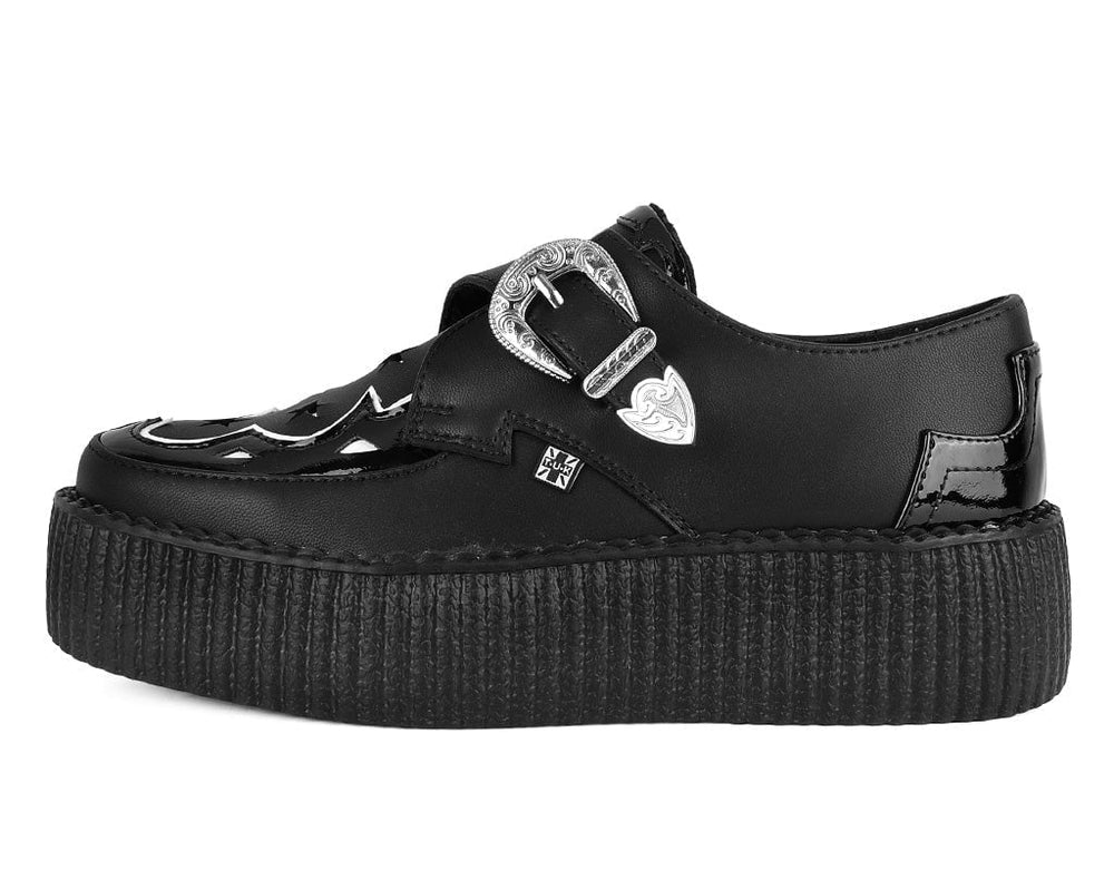 T.U.K. Shoes V3287 Black TUKskin Western Buckle Viva Mondo Creeper