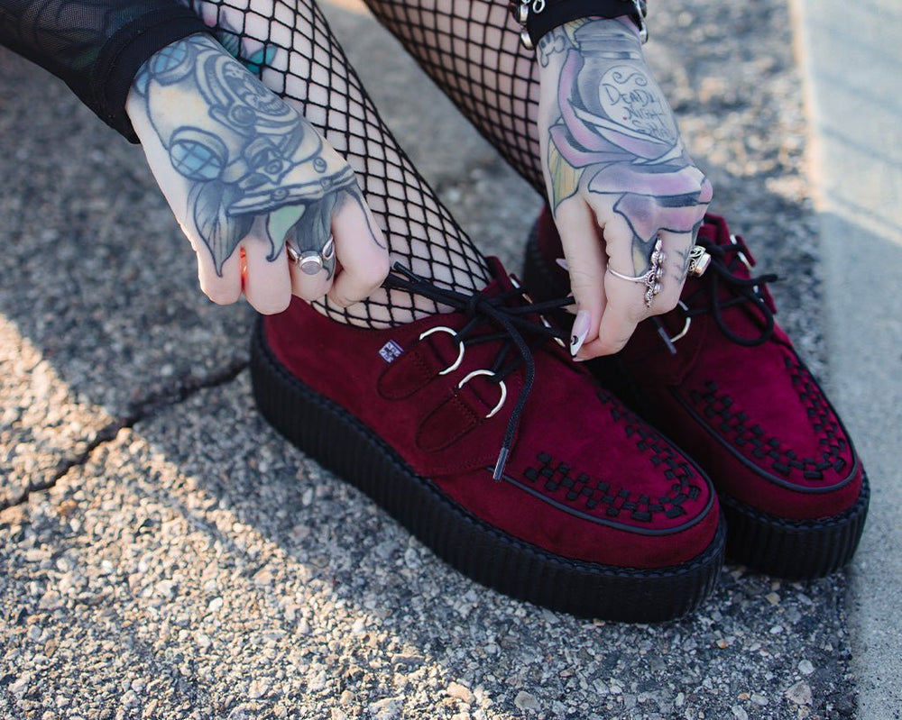 T.U.K. Shoes V3291 Burgundy Faux Suede Viva Mondo Creeper