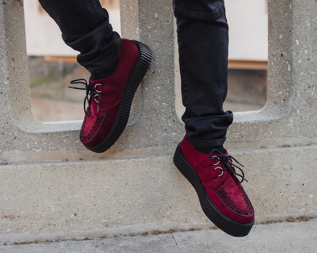 T.U.K. Shoes V3291 Burgundy Faux Suede Viva Mondo Creeper