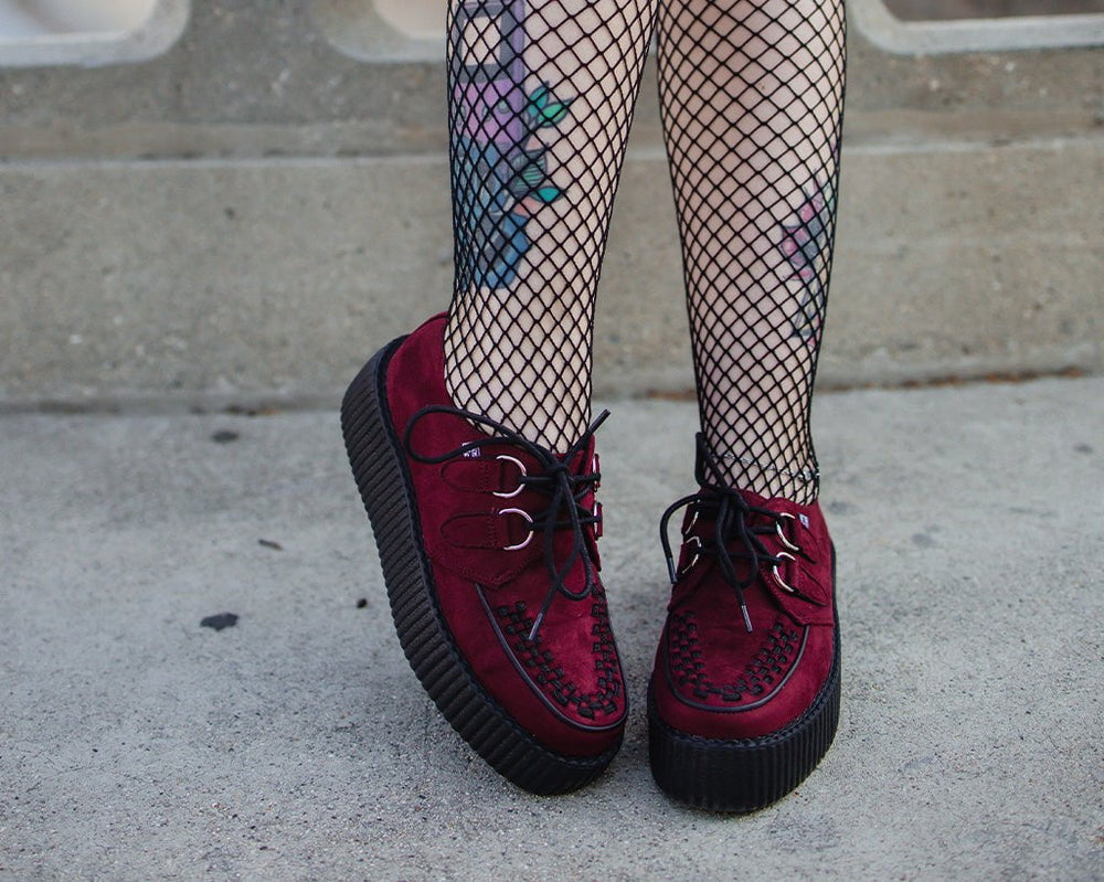 T.U.K. Shoes V3291 Burgundy Faux Suede Viva Mondo Creeper