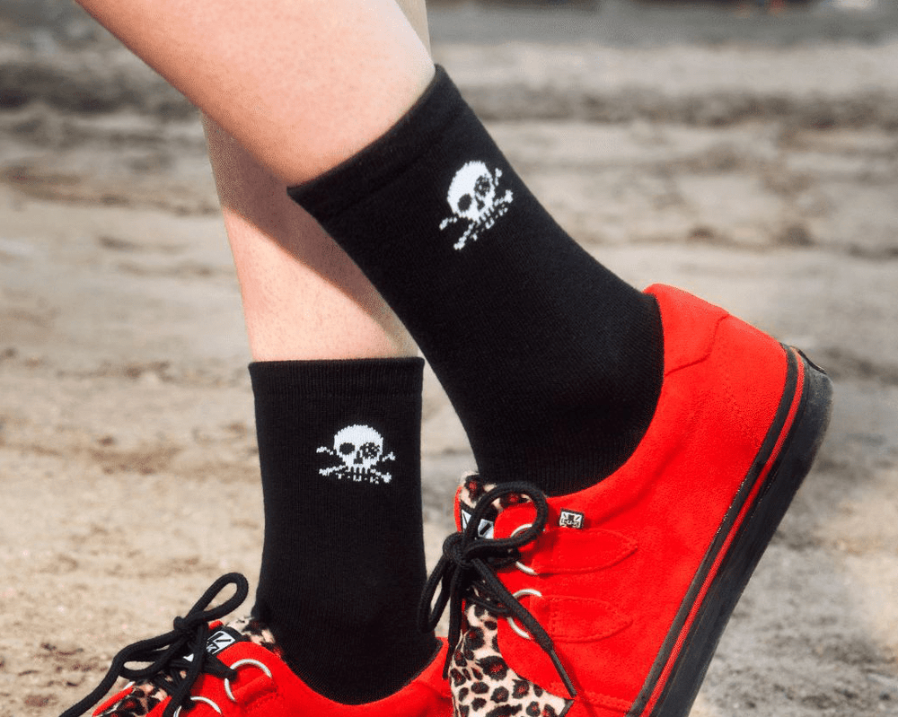 T.U.K. Shoes TSK1034 Black T.U.K. Skull Logo Women’s Sock TSK1034-OS