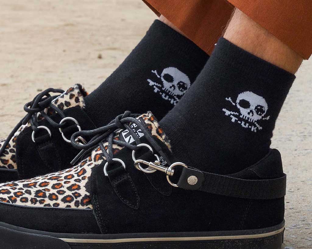 T.U.K. Shoes TSK1034 Black T.U.K. Skull Logo Women’s Sock TSK1034-OS