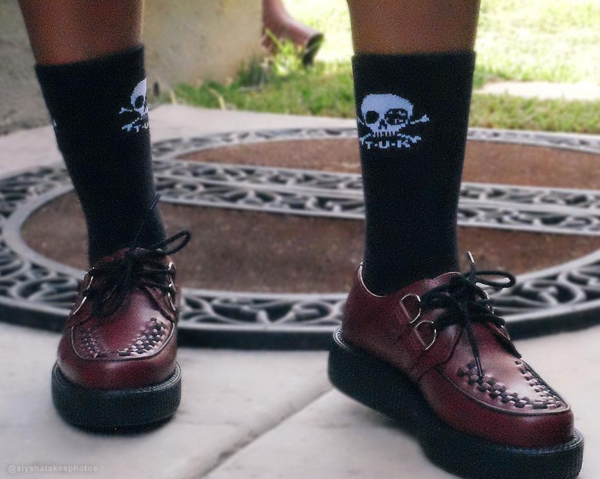 T.U.K. Shoes TSK1034 Black T.U.K. Skull Logo Women’s Sock TSK1034-OS