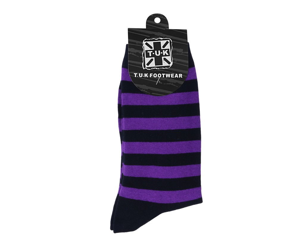 T.U.K. Shoes TSK1192 Black & Purple T.U.K. Men's Stripe Sock TSK1192-OS