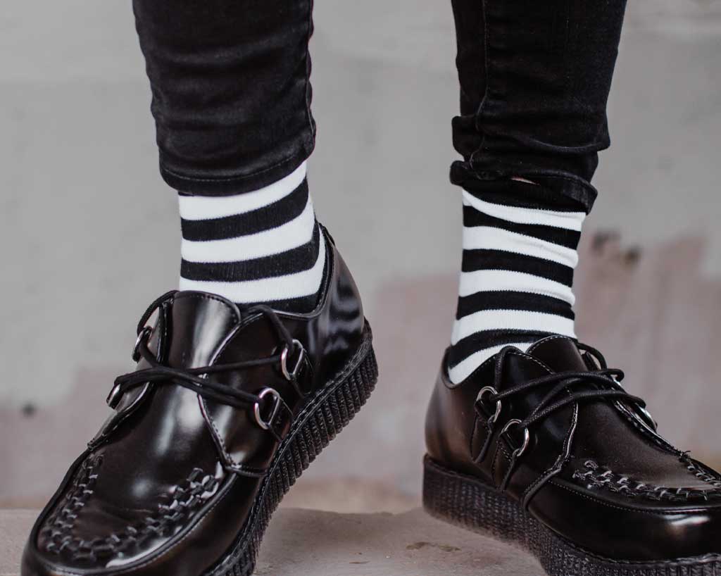 T.U.K. Shoes TSK1047 Black & White Stripe T.U.K. Women’s Sock TSK1047-OS