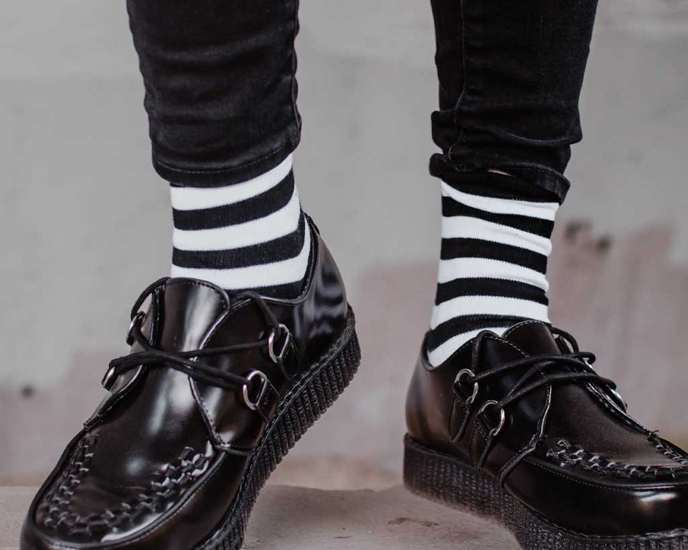 T.U.K. Shoes TSK1047 Black & White Stripe T.U.K. Women’s Sock TSK1047-OS
