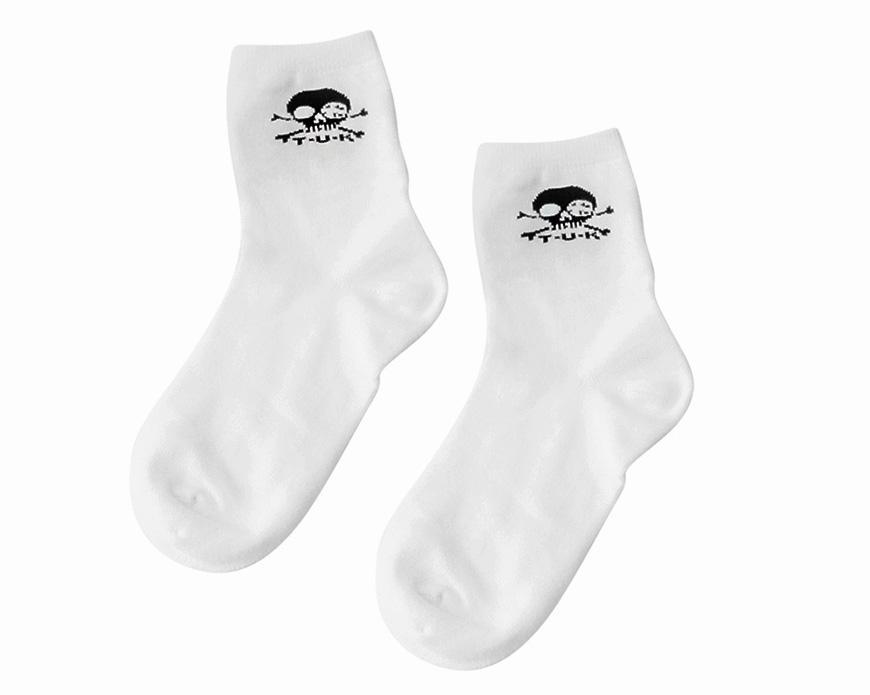 T.U.K. Shoes TSK1032 White T.U.K. Skull Logo Women’s Sock TSK1032-OS