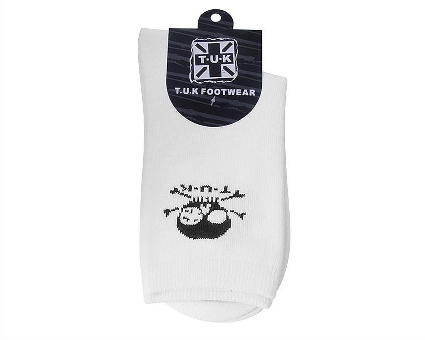T.U.K. Shoes TSK1032 White T.U.K. Skull Logo Women’s Sock TSK1032-OS