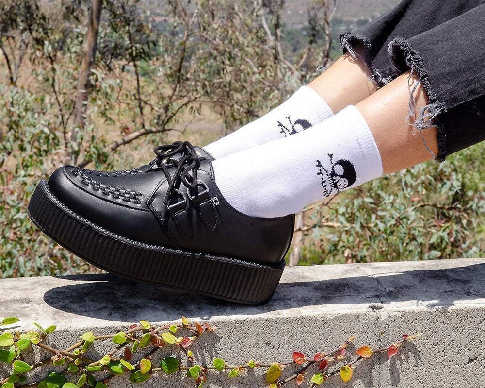 T.U.K. Shoes TSK1032 White T.U.K. Skull Logo Women’s Sock TSK1032-OS