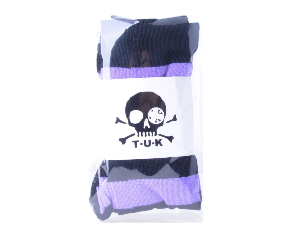 T.U.K. Shoes TSK1144 Black & Lavender Striped Thigh High Sock TSK1144-OS