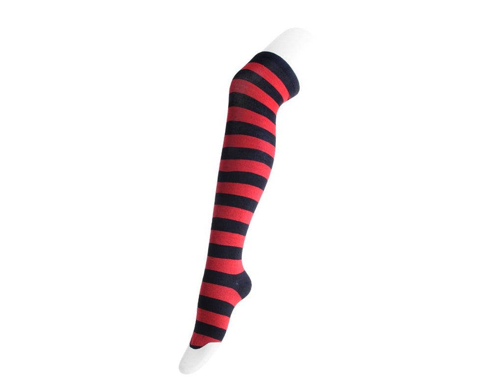 T.U.K. Shoes TSK1142 Red & Black Striped Thigh High Sock TSK1142-OS