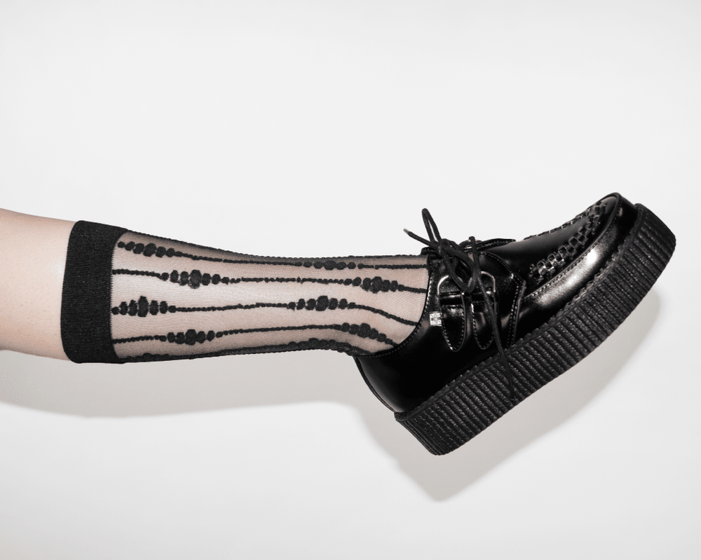 T.U.K. Shoes TSK1159 Black Knee-High Mesh Sock TSK1159-OS