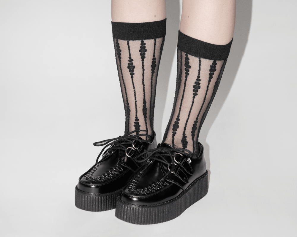 T.U.K. Shoes TSK1159 Black Knee-High Mesh Sock TSK1159-OS