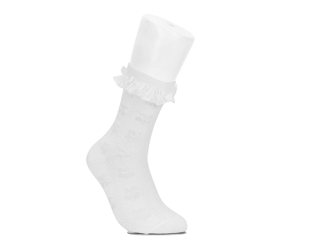 T.U.K. Shoes TSK1182 White Rose Silk Trim Sock TSK1182-OS