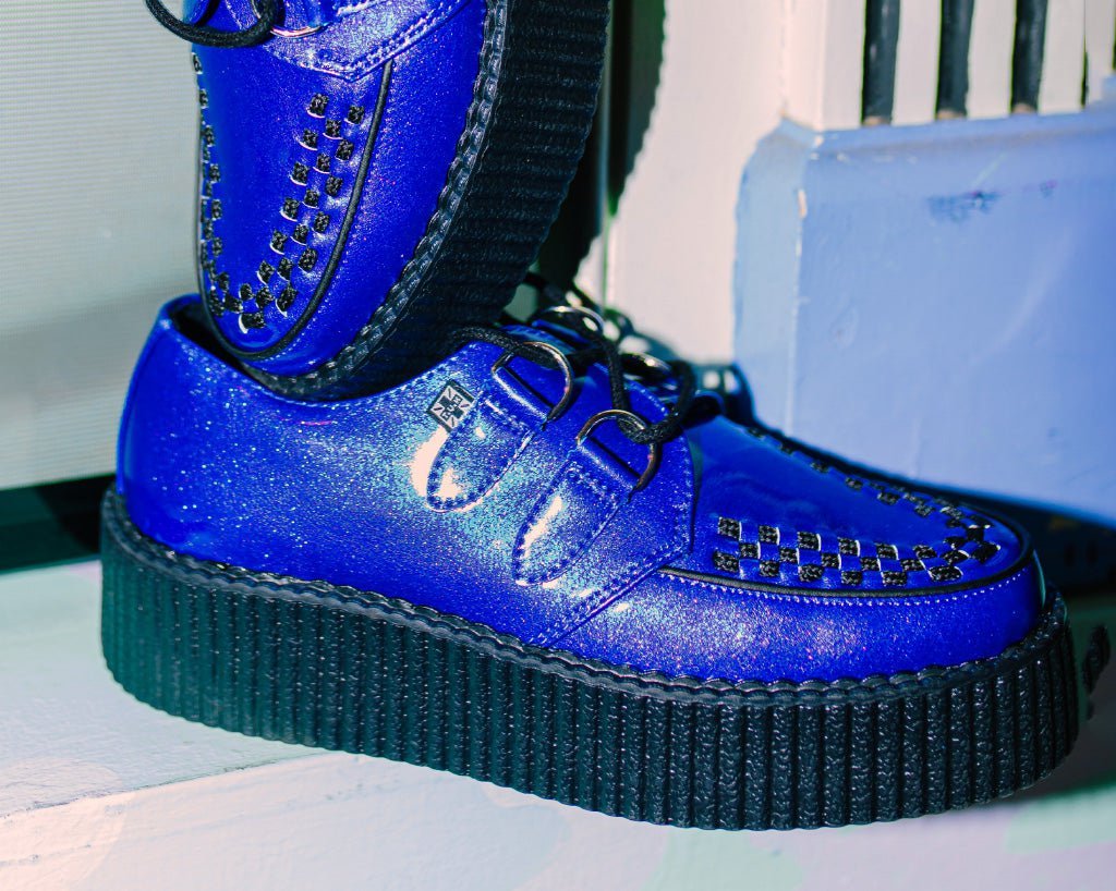 T.U.K. Shoes V3156 Blue Metallic Sparkle Viva Mondo Creeper
