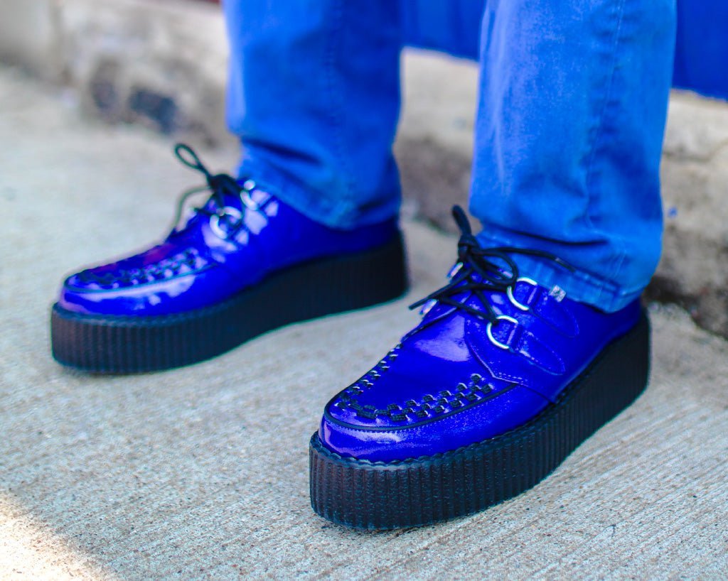 T.U.K. Shoes V3156 Blue Metallic Sparkle Viva Mondo Creeper