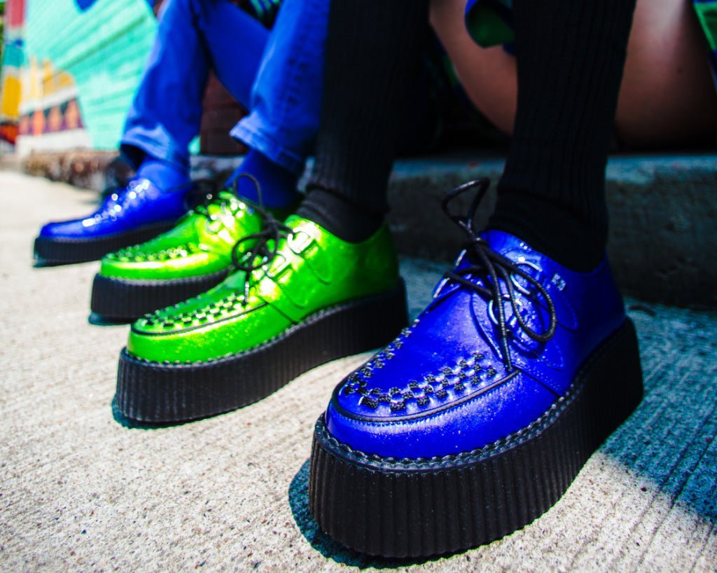 T.U.K. Shoes V3156 Blue Metallic Sparkle Viva Mondo Creeper