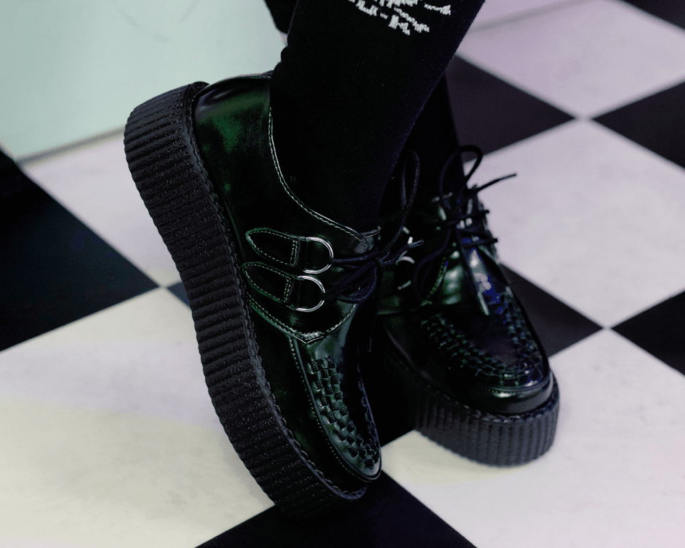 T.U.K. Shoes V3191 Green Rub-Off Mondo Creeper