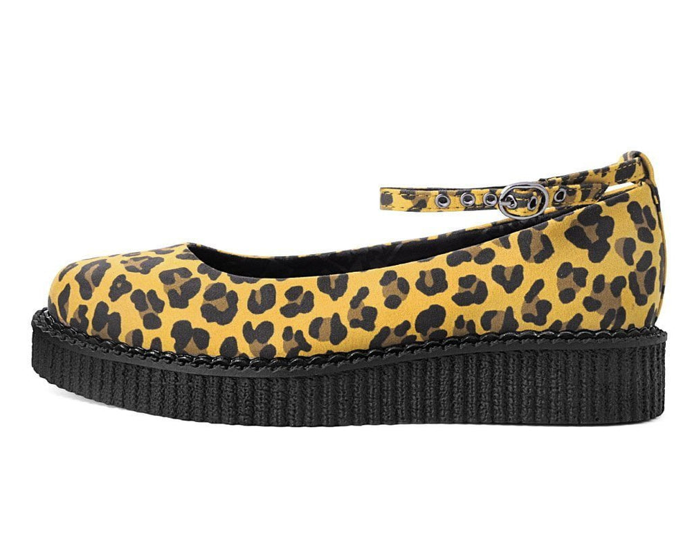 T.U.K. Shoes A9987L Mustard Leopard Pointed Ballet Creeper