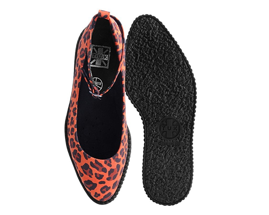 T.U.K. Shoes A9986L Orange Leopard Pointed Ballet Creeper
