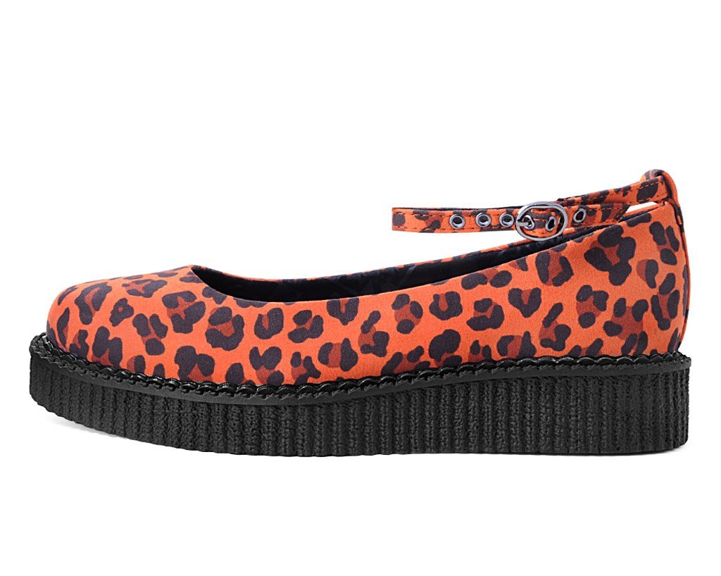 T.U.K. Shoes A9986L Orange Leopard Pointed Ballet Creeper