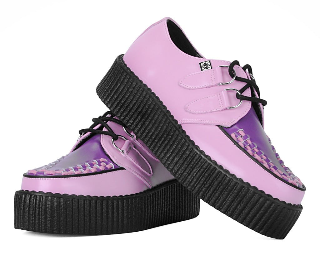 T.U.K. Shoes V3360 Pink & Purple Leather Viva Mondo Creeper