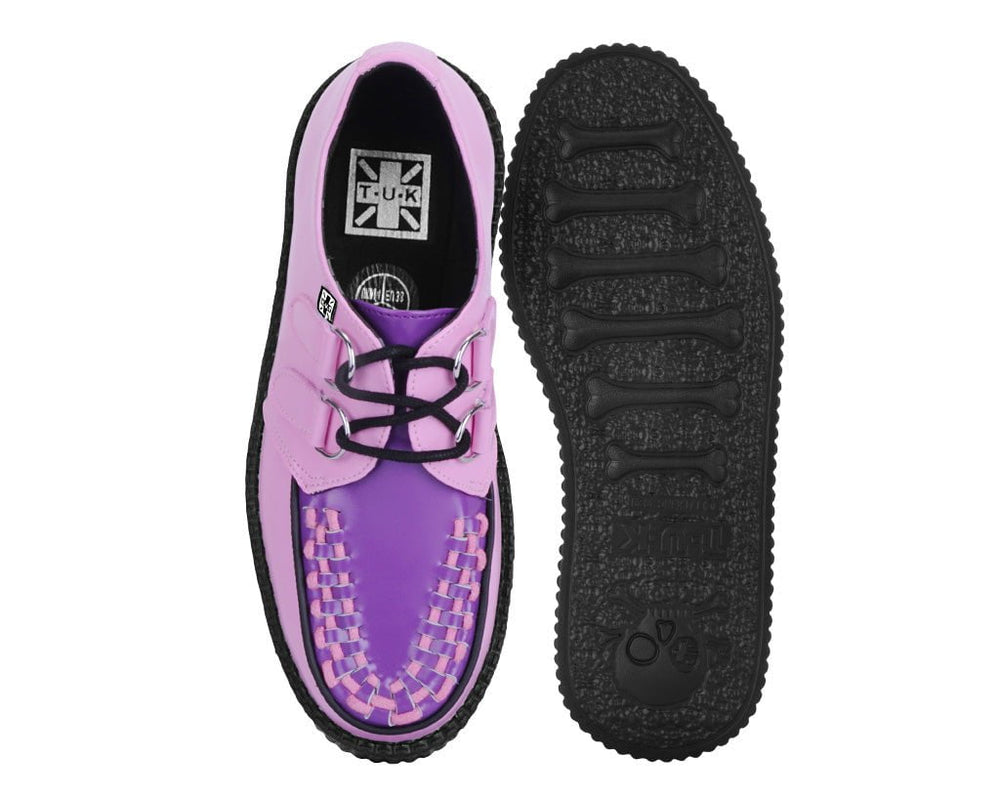T.U.K. Shoes V3360 Pink & Purple Leather Viva Mondo Creeper