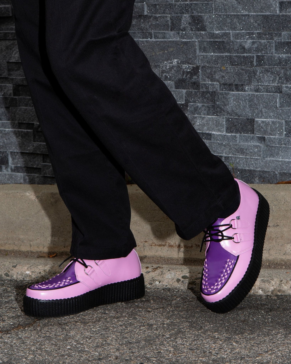 T.U.K. Shoes V3360 Pink & Purple Leather Viva Mondo Creeper