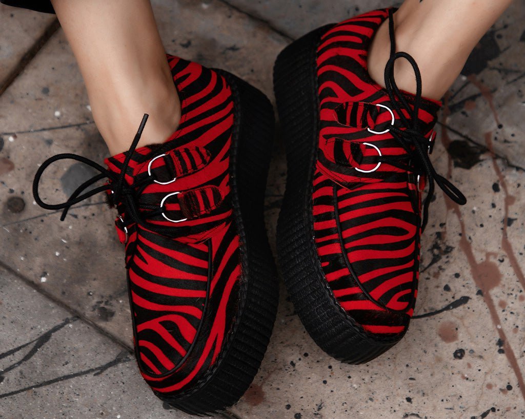 T.U.K. Shoes V3335 Red Zebra Viva Mondo Creeper