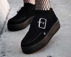 T.U.K. Shoes V3300 Black Suede Buckle Viva Mondo Creeper