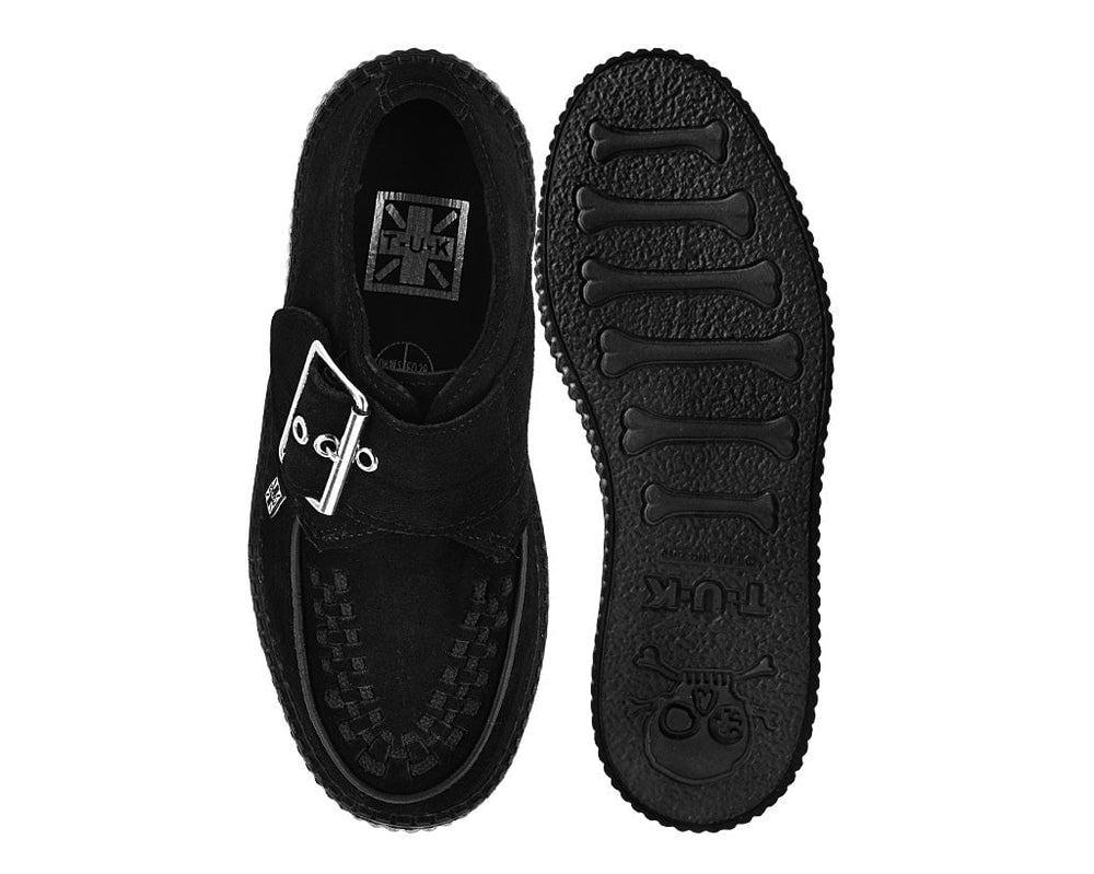 T.U.K. Shoes V3300 Black Suede Buckle Viva Mondo Creeper