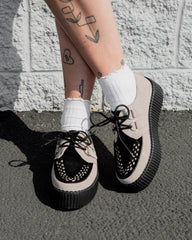 T.U.K. Shoes V3415 Taupe & Black Suede Viva Mondo Creeper