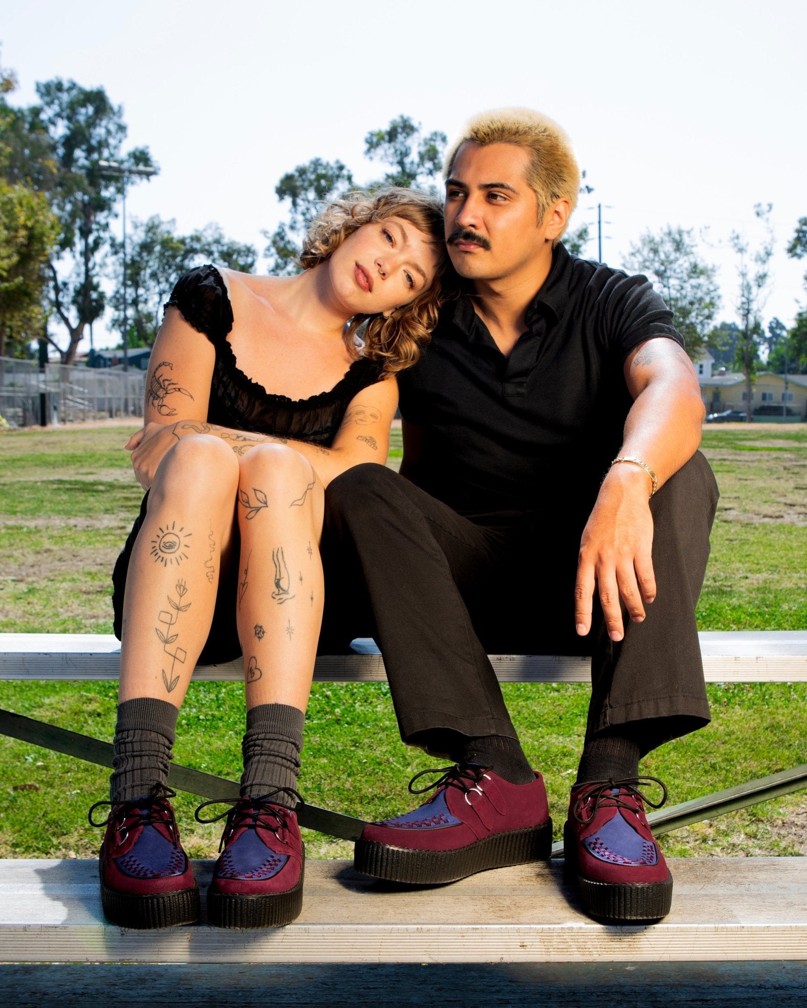 T.U.K. Shoes V3414 Burgundy & Navy Suede Viva Mondo Creeper