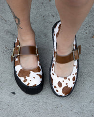 T.U.K. Shoes V3411L Brown Cow Hair Mondo Mary Jane