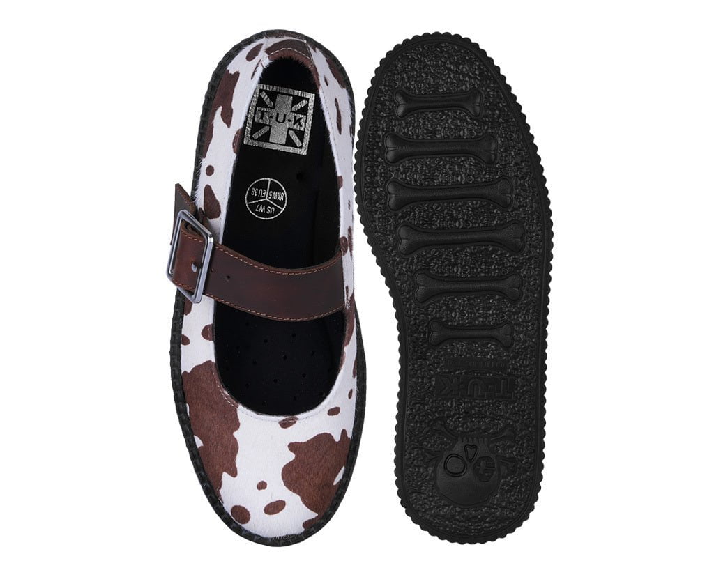 T.U.K. Shoes V3411L Brown Cow Hair Mondo Mary Jane