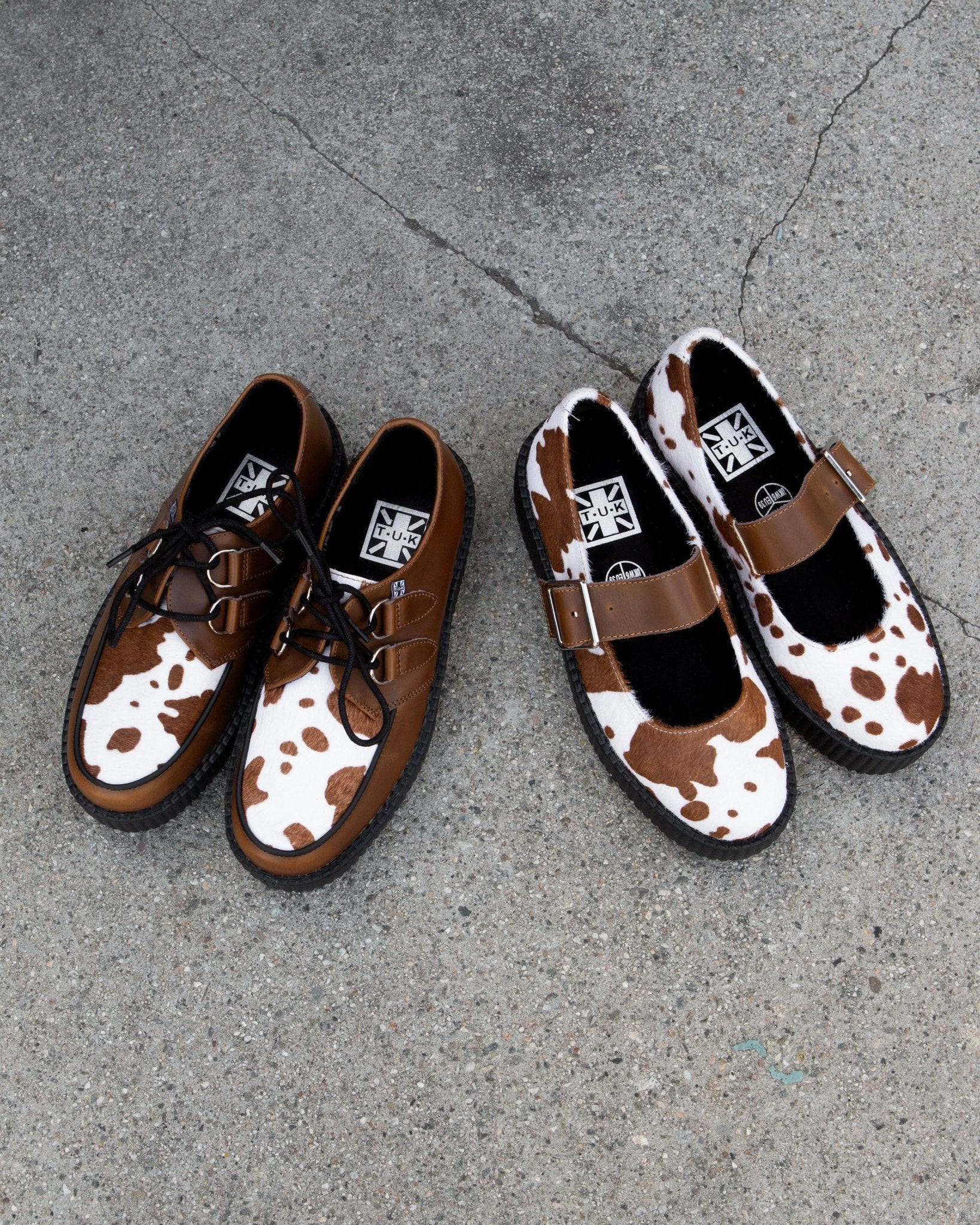 T.U.K. Shoes V3411L Brown Cow Hair Mondo Mary Jane